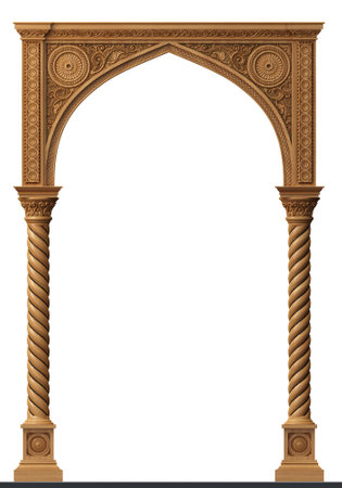 Wooden carved classical oriental archの写真素材