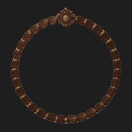 Round classical carved wooden framesの写真素材