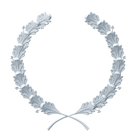 White antique realistic vintage winner laurel wreathの写真素材