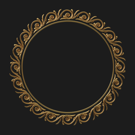Round classical carved gold framesの写真素材