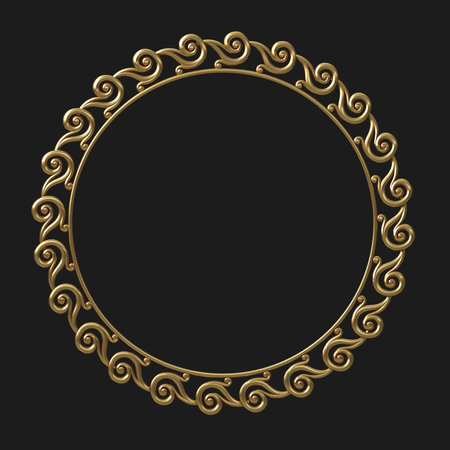 Round classical carved gold framesの写真素材