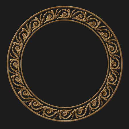 Round classical carved gold framesの写真素材