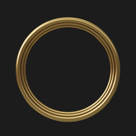 3d illustration. Gold ring frame isolate templateの写真素材