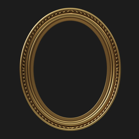 Round classical carved oval gold framesの写真素材