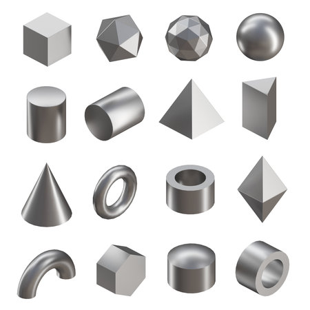 Set of isometric metal shapesの写真素材