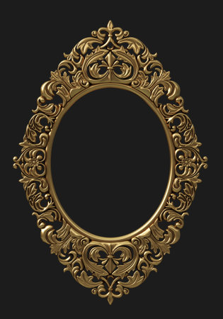 Round classical carved oval gold framesの写真素材