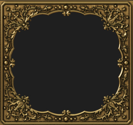 Round classical carved gold framesの写真素材