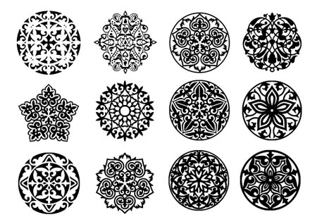 Set of circular ornaments in oriental styleの写真素材