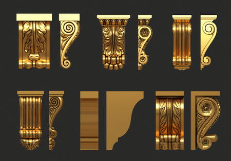 Architectural facade classic baroque bracket setの写真素材