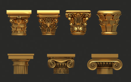 Set of classical architectural capitals of columnsの写真素材