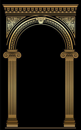 Classic antique gold vintage luxurious arch frameのイラスト素材