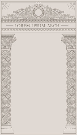 Classic engraved arch postcard frame vintageのイラスト素材