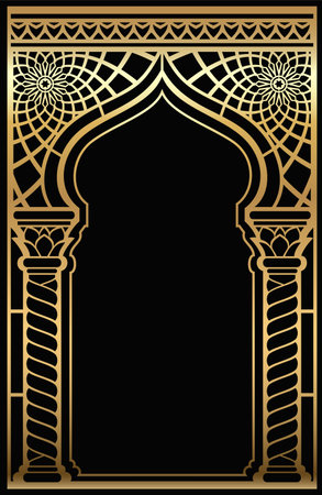 Ornamental golden arch in Indian or Arabic styleのイラスト素材