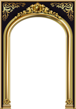 Baroque arched theatrical golden boxのイラスト素材
