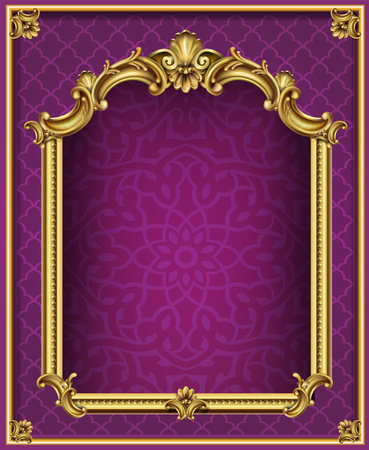 Golden dark classic arch portal and columnsのイラスト素材
