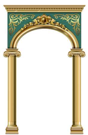 Gold classic frame of the rococo baroque doorのイラスト素材