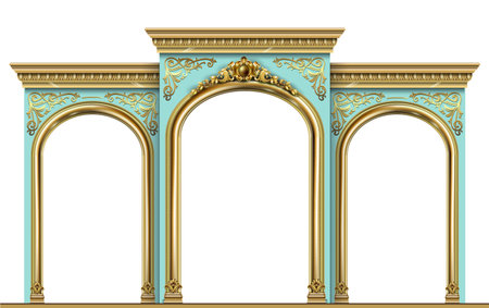 Golden Triumphal arch portal Baroque blue gold arcadeのイラスト素材