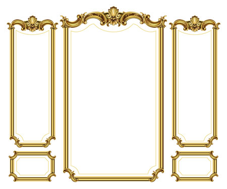 Golden panel baroque cabinet wallのイラスト素材