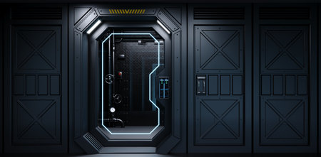 Spaceship airlock sliding door gatewayの写真素材