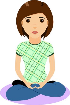 Girl in the lotus position with hands clasped togetherのイラスト素材
