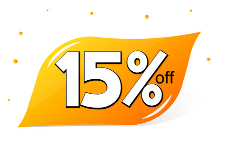 Sale 15% off, discount banner design template, promo tag, vector illustrationのイラスト素材