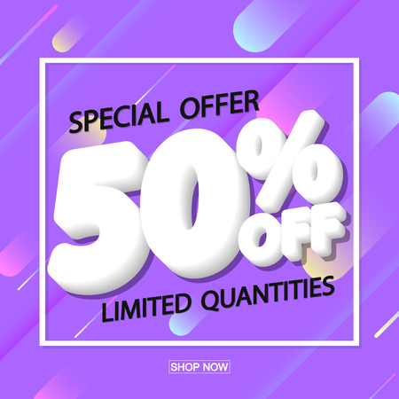 Sale 50% off, poster design template, special offer, vector illustrationのイラスト素材