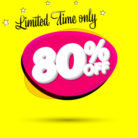 Sale 80% off, bubble banner design template, discount tag, limited time only, vip offer, app icon, vector illustrationのイラスト素材