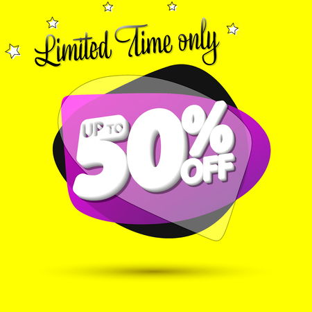 Sale up to 50% off, bubble banner design template, discount tag, limited time only, vip offer, app icon, vector illustrationのイラスト素材