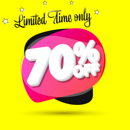 Sale 70% off, bubble banner design template, discount tag, limited time only, vip offer, app icon, vector illustrationのイラスト素材