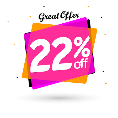 Sale 22% off, bubble banner design template, discount tag, great offer, vector illustrationのイラスト素材
