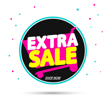 Extra Sale, promotion banner design template, discount tag, vector illustrationのイラスト素材