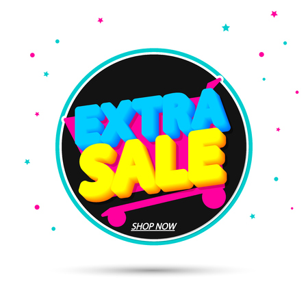 Extra Sale, promotion banner design template, discount tag, vector illustrationのイラスト素材