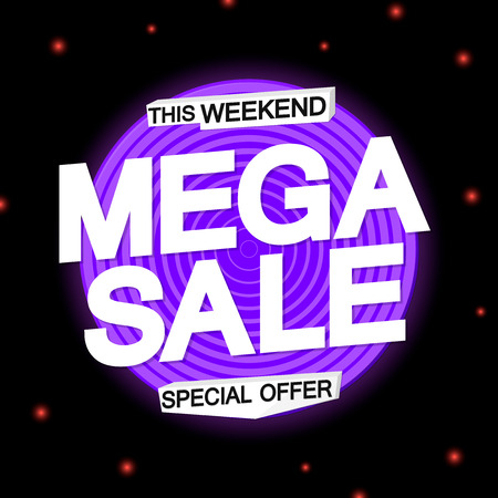 Mega Sale, discount poster design template, special offer, vector illustrationのイラスト素材