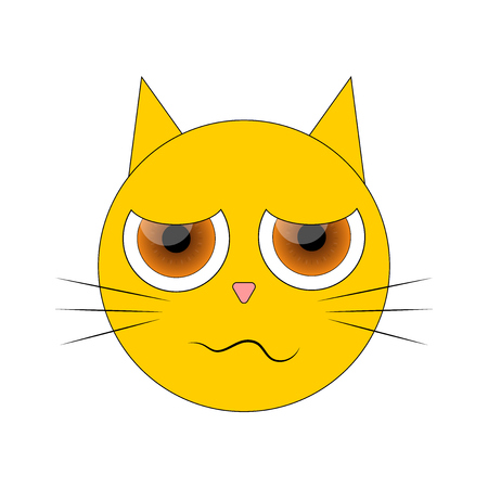 Smiley Cat. Cute kitten character, graphic design template, emotion app icon, vector illustrationのイラスト素材