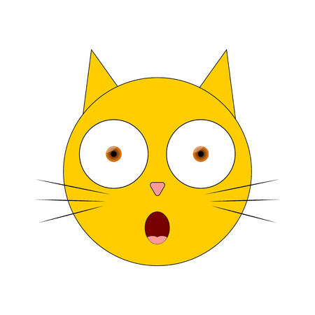 Smiley Cat. Cute kitten character, graphic design template, wow emotion app icon, vector illustrationのイラスト素材
