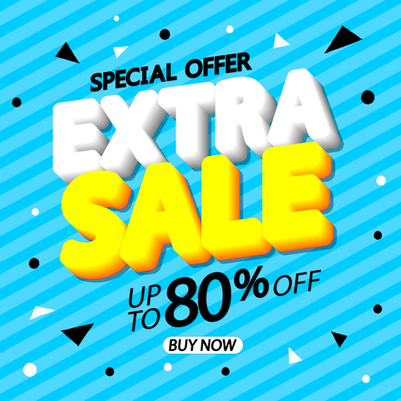 Extra Sale, poster design template, special offer, up to 80% off, vector illustrationのイラスト素材