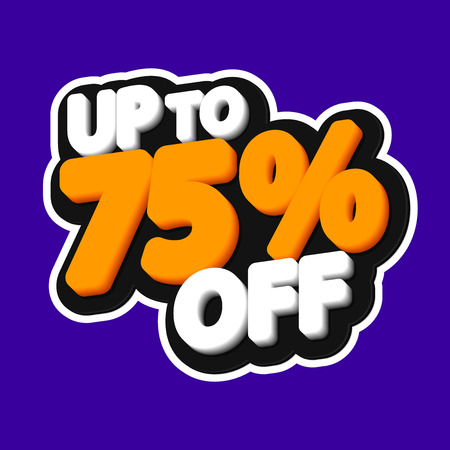 Sale tag, up to 75% off, sticker, poster bannerのイラスト素材