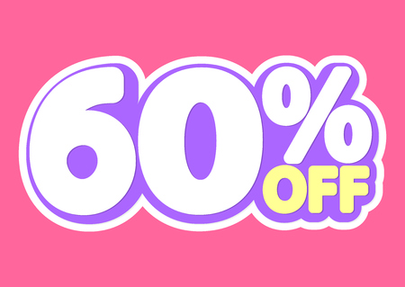 Sale tag, 60% off, isolated sticker, poster design template, discount banner, vector illustrationのイラスト素材