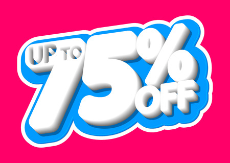 Sale tag, up to 75% off, sticker, poster bannerのイラスト素材