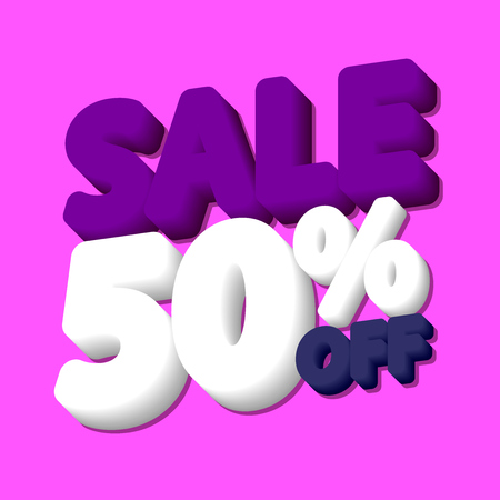 Sale 50% off, poster design template, discount banner, vector illustrationのイラスト素材