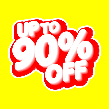 Sale tag, up to 95% off, sticker, poster banner design, discount banner, vector illustrationのイラスト素材