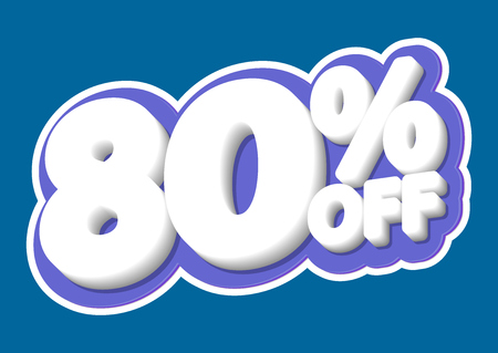 Sale tag, 80% off, isolated sticker, poster design template, discount banner, vector illustrationのイラスト素材