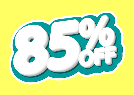 Sale tag, 85% off, isolated sticker, poster design template, discount banner, vector illustrationのイラスト素材