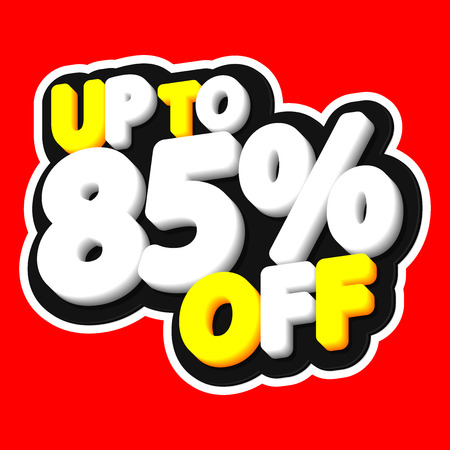 Sale tag, up to 85% off, sticker, poster banner, vector designのイラスト素材