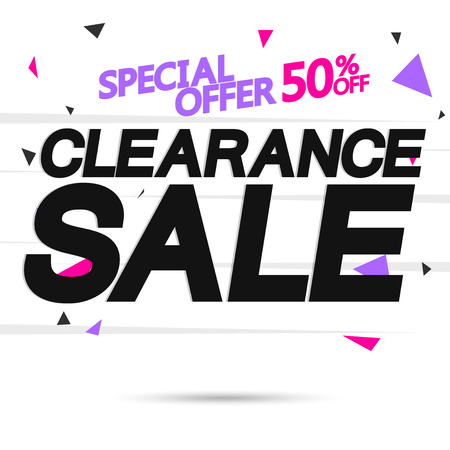 Clearance Sale 50% off, poster design template, special offer, vector illustrationのイラスト素材