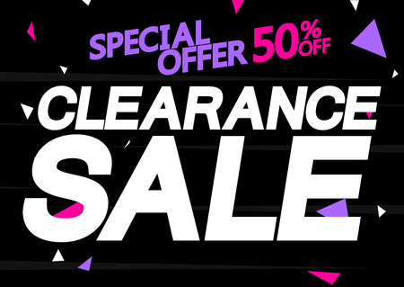 Clearance Sale 50% off, poster design template, special offer, vector illustrationのイラスト素材