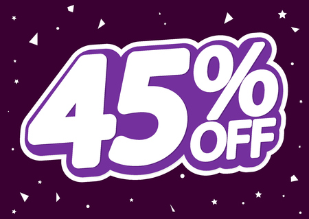 Sale tag, 45% off, isolated sticker, poster design template, discount banner, vector illustrationのイラスト素材