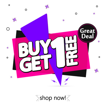 Buy 1 Get 1 Free Shipping, discount tag, app icon, vector illustrationのイラスト素材