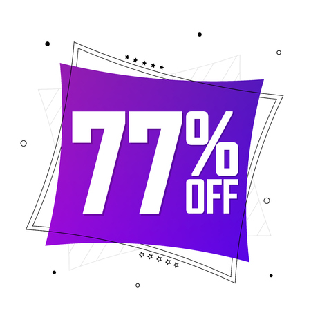 Mega Sale, 77% off, discount banner design template, offer tag, vector illustrationのイラスト素材