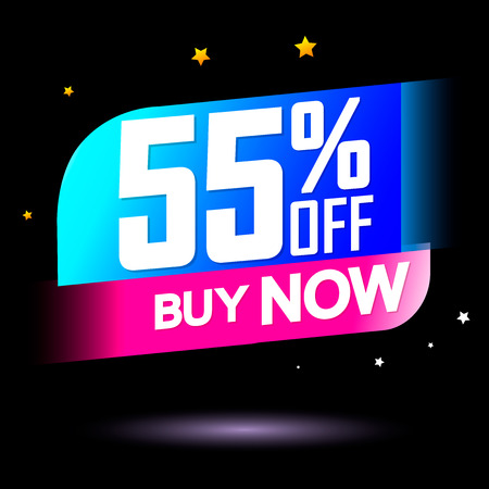 Mega Sale, 55% off, buy now, vector illustrationのイラスト素材